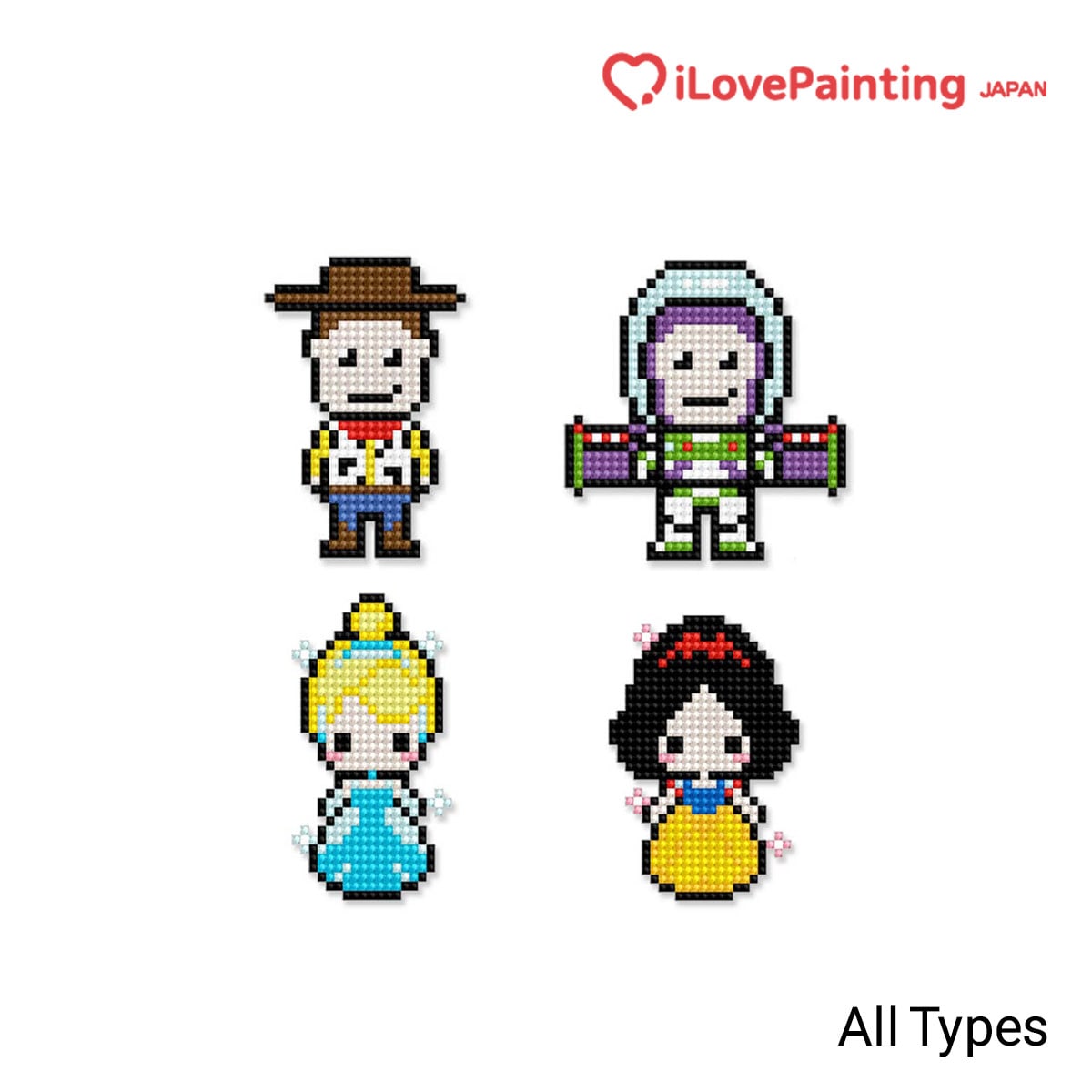 DIYキュービックペインティング ディズニー ステッカー型ダイヤモンドアートシリーズ(10x10CM) 全10種(ウッディ/エイリアン/シンデレラ/バズ/ピグレット2/プーさん/フォーキー/ミッキーマウス2/ミニー/白雪姫)