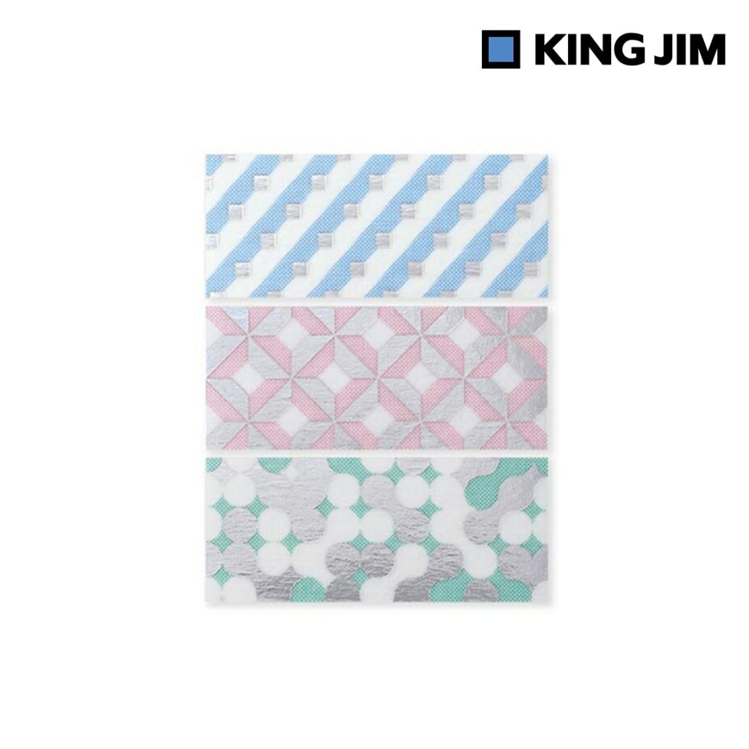 キングジム Kingjim キッタワイド キカガク シルバー箔 マスキングテープ 21mm×50mm 30枚入り(10枚×3柄)