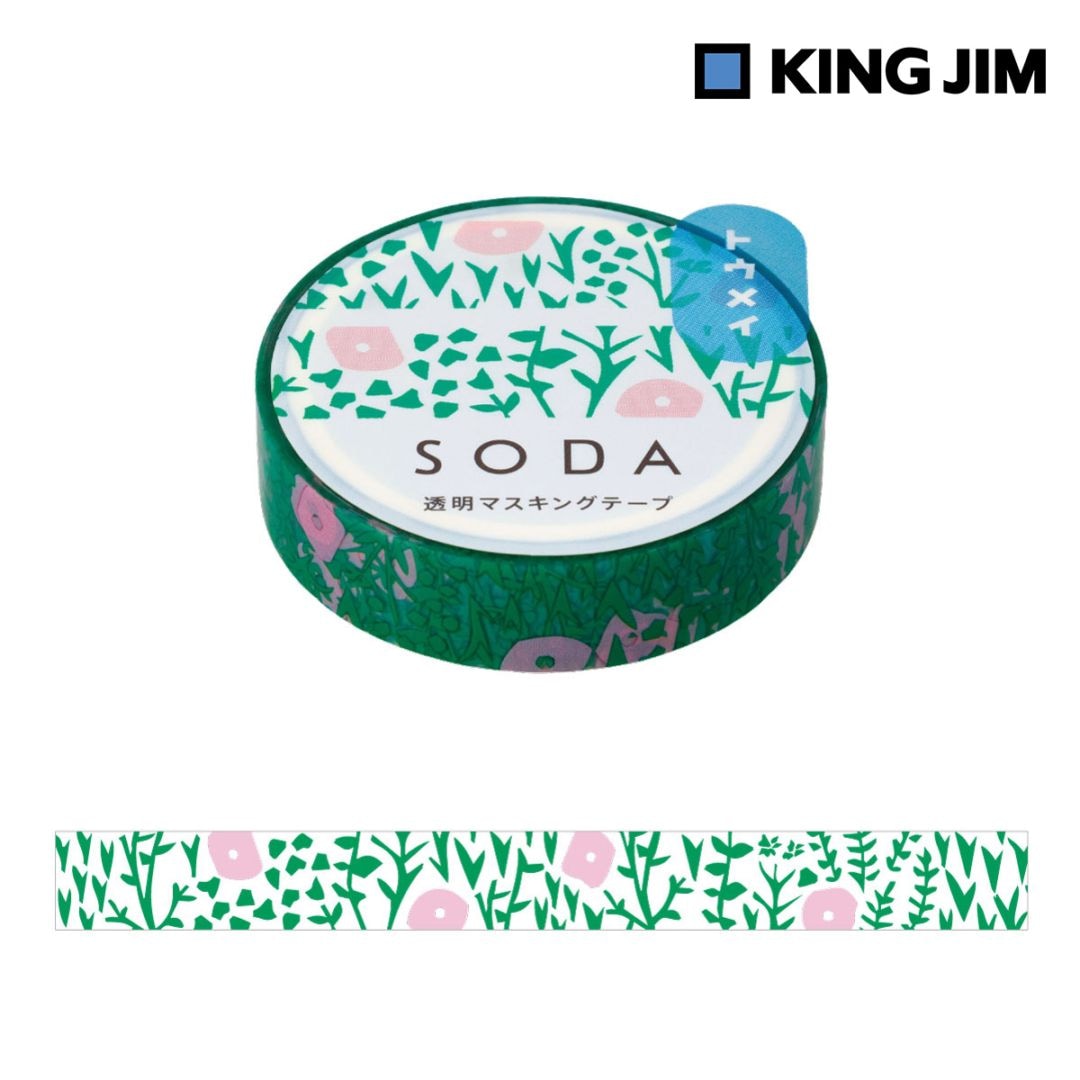 キングジム Kingjim ソ－ダ 貼ってはがせる 透明マスキングテープ プランツ 10mm×3m