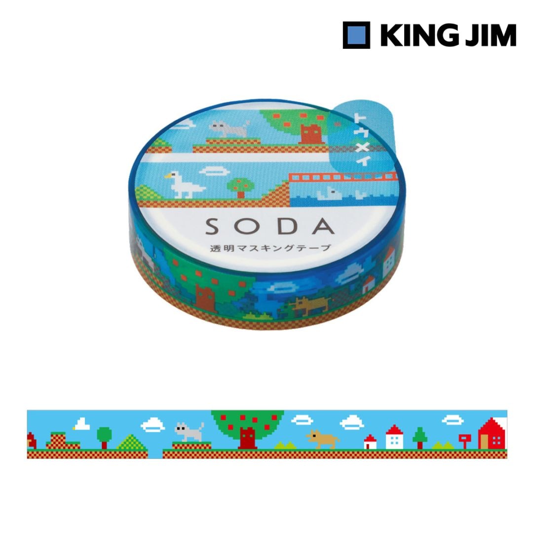 キングジム Kingjim ソ－ダ  貼ってはがせる 透明マスキングテープ ドット 10mm×3m