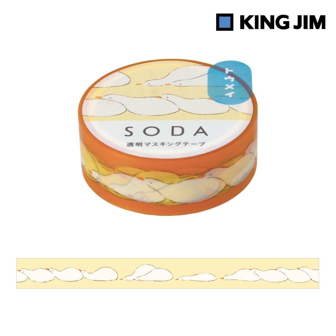 キングジム Kingjim ソ－ダ 貼ってはがせる 透明マスキングテープ ヒナタボッコ  15mm×3m