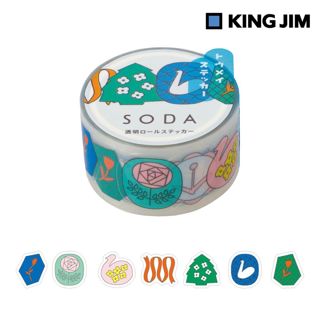 キングジム Kingjim ソ－ダ 貼ってはがせる 透明マスキングテープ ピンバッジ 20mm×3m