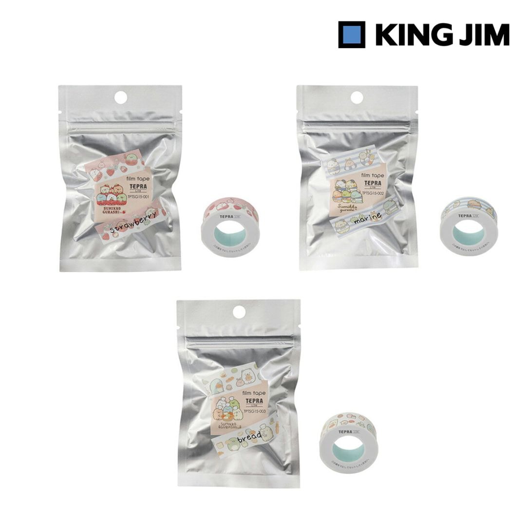 キングジム Kingjim Liteフイルムテ－プ すみっコぐらし柄 15mm 全3種