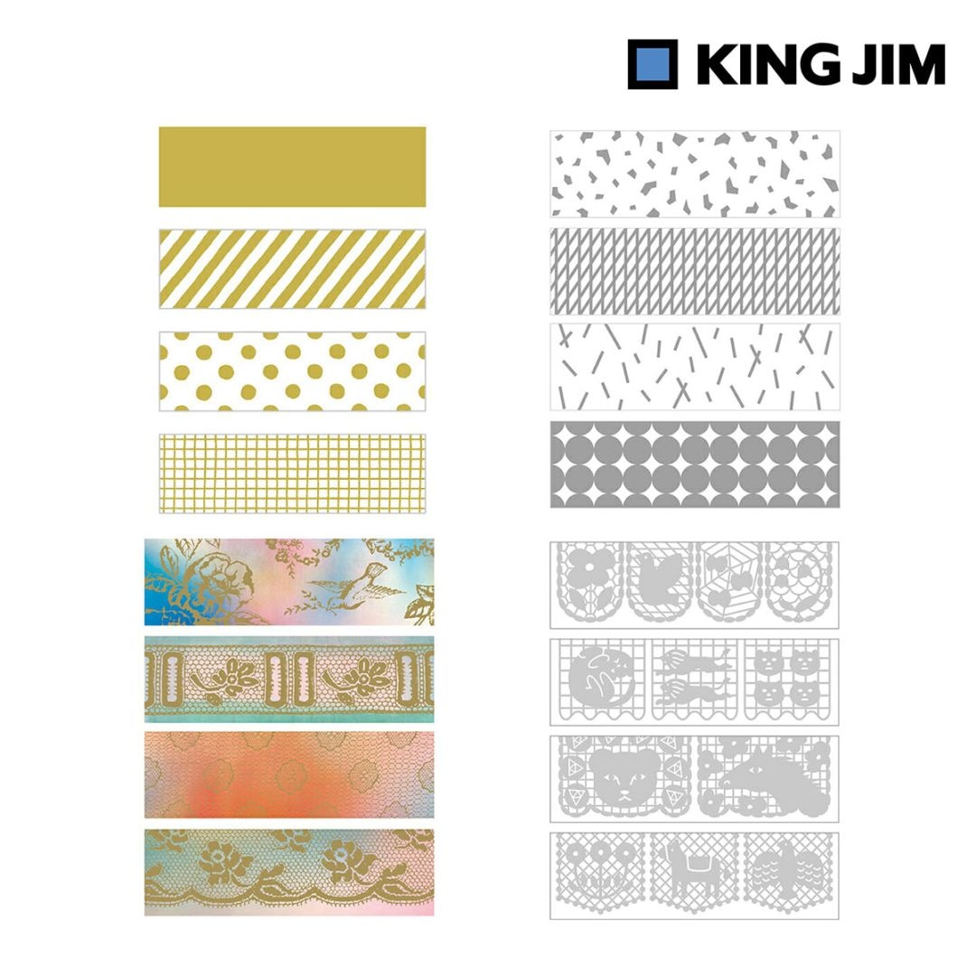 キングジム Kingjim キッタ ベーシック(箔) Vol.1 マスキングテープ 15mm×50mm (10枚×4柄) 全4種