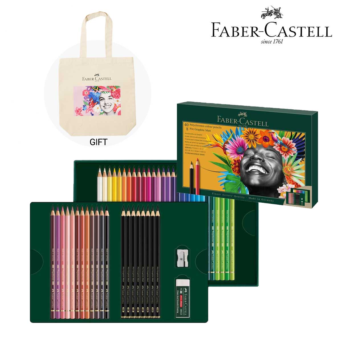 (数量限定 専用バック付)ファーバーカステル ポリクロモス 色鉛筆＆ピットグラファイトマット ギフトセット L 
