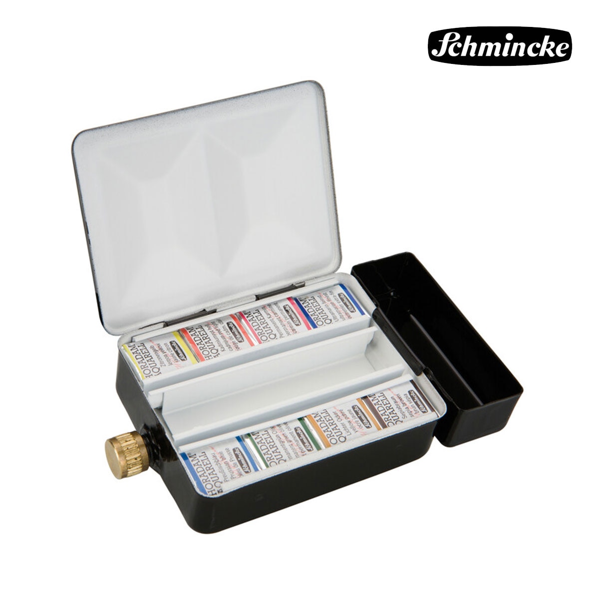シュミンケ ホラダム透明水彩絵具 ハーフパン 8色セット（金属ケース入・水筒付） (74408)