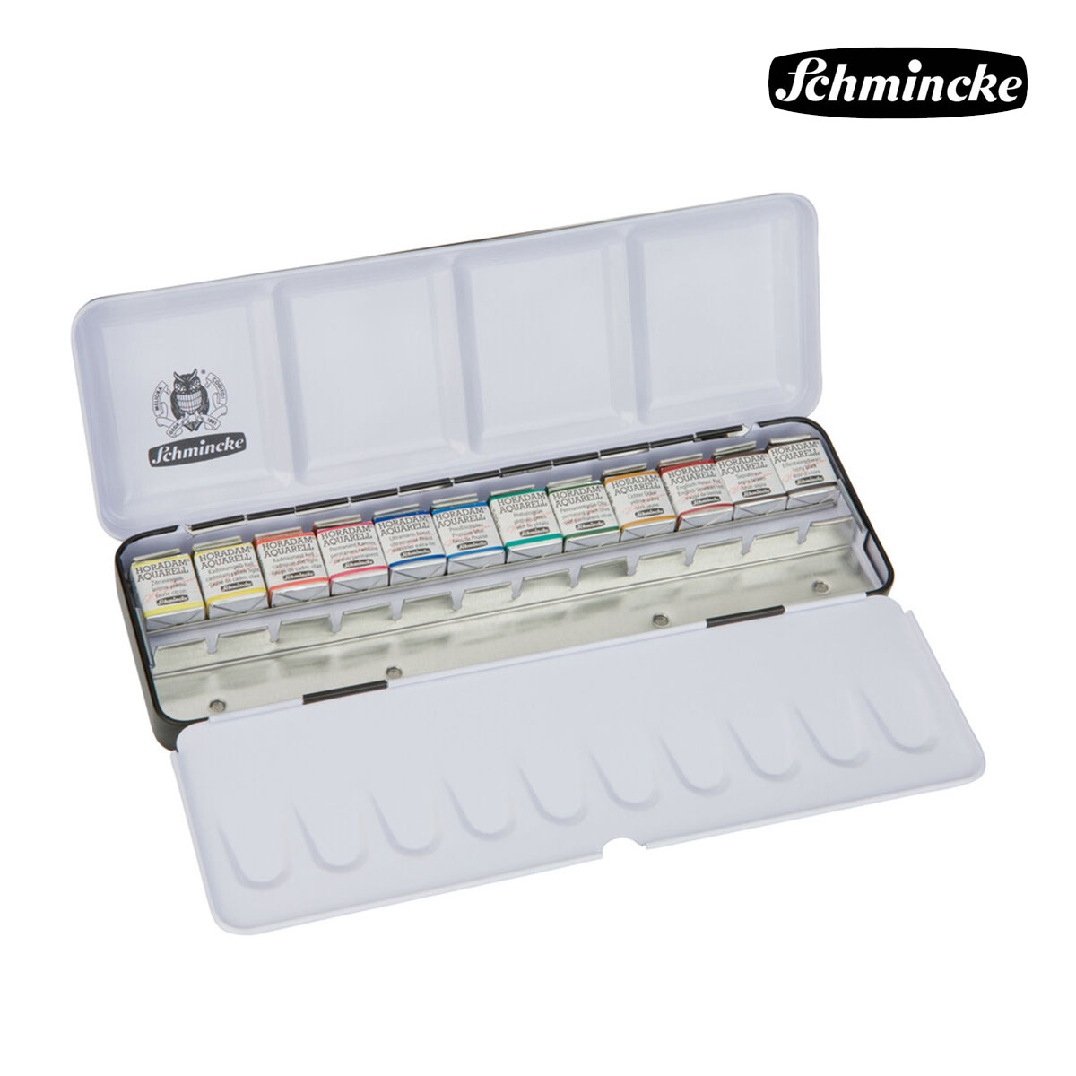シュミンケ ホラダム透明水彩絵具 ハーフパン 12色セット（金属ケース入） (74412)