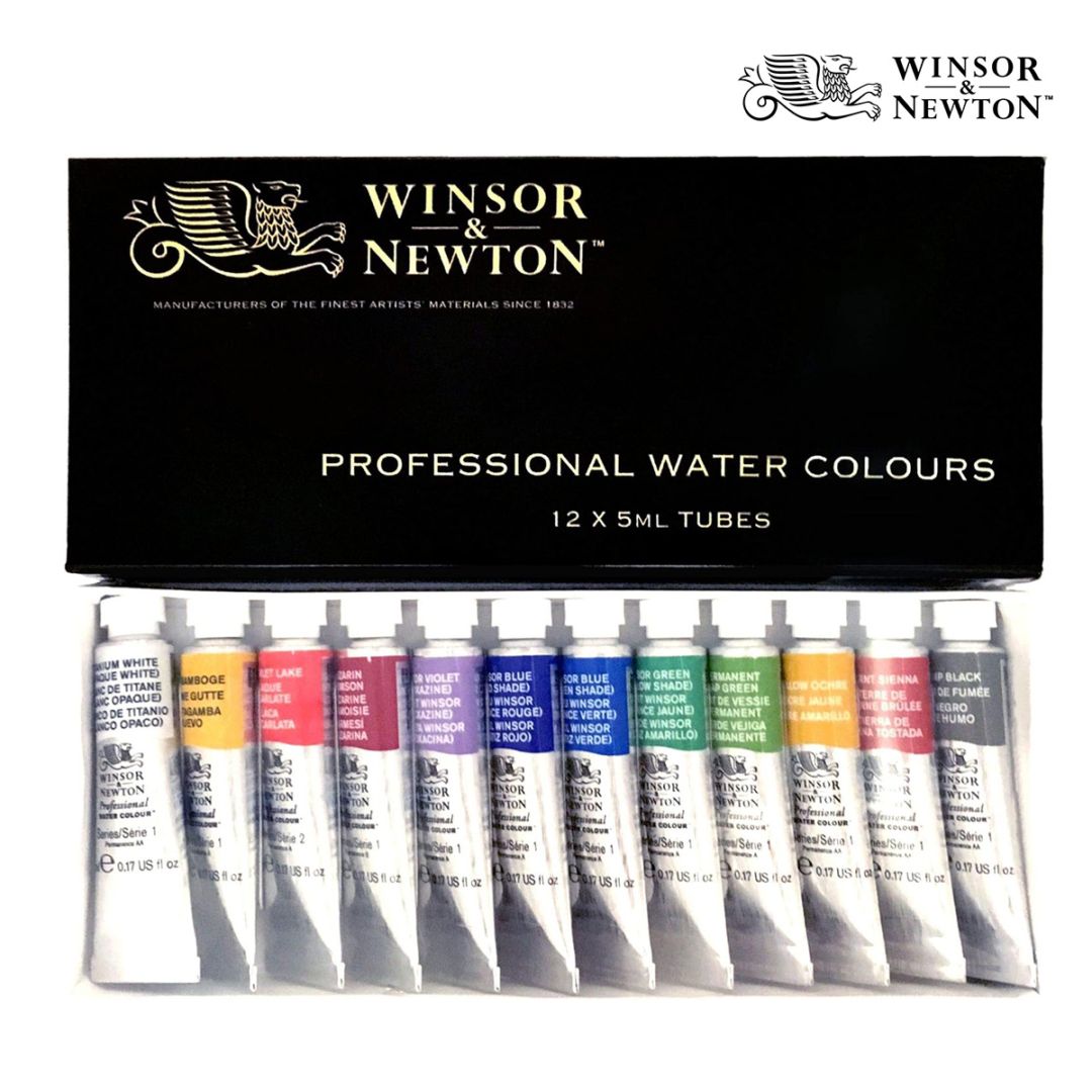 W&N(ウィンザー＆ニュートン) プロフェッショナル ウォーターカラー 12色セット 5ml(チューブ)