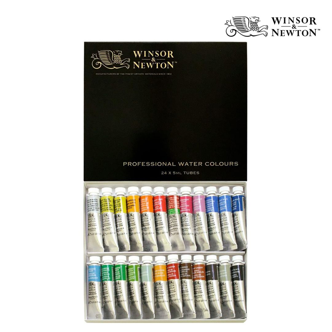 W&N(ウィンザー＆ニュートン) プロフェッショナル ウォーターカラー 24色セット 5ml(チューブ)