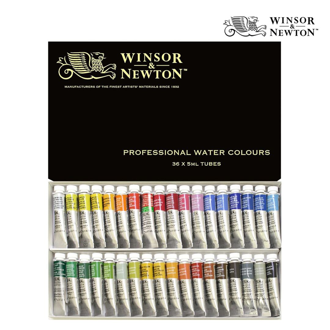 W&N(ウィンザー＆ニュートン) プロフェッショナル ウォーターカラー 36色セット 5ml(チューブ)