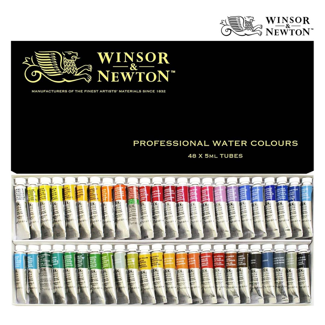 W&N(ウィンザー＆ニュートン) プロフェッショナル ウォーターカラー 48色セット 5ml(チューブ)
