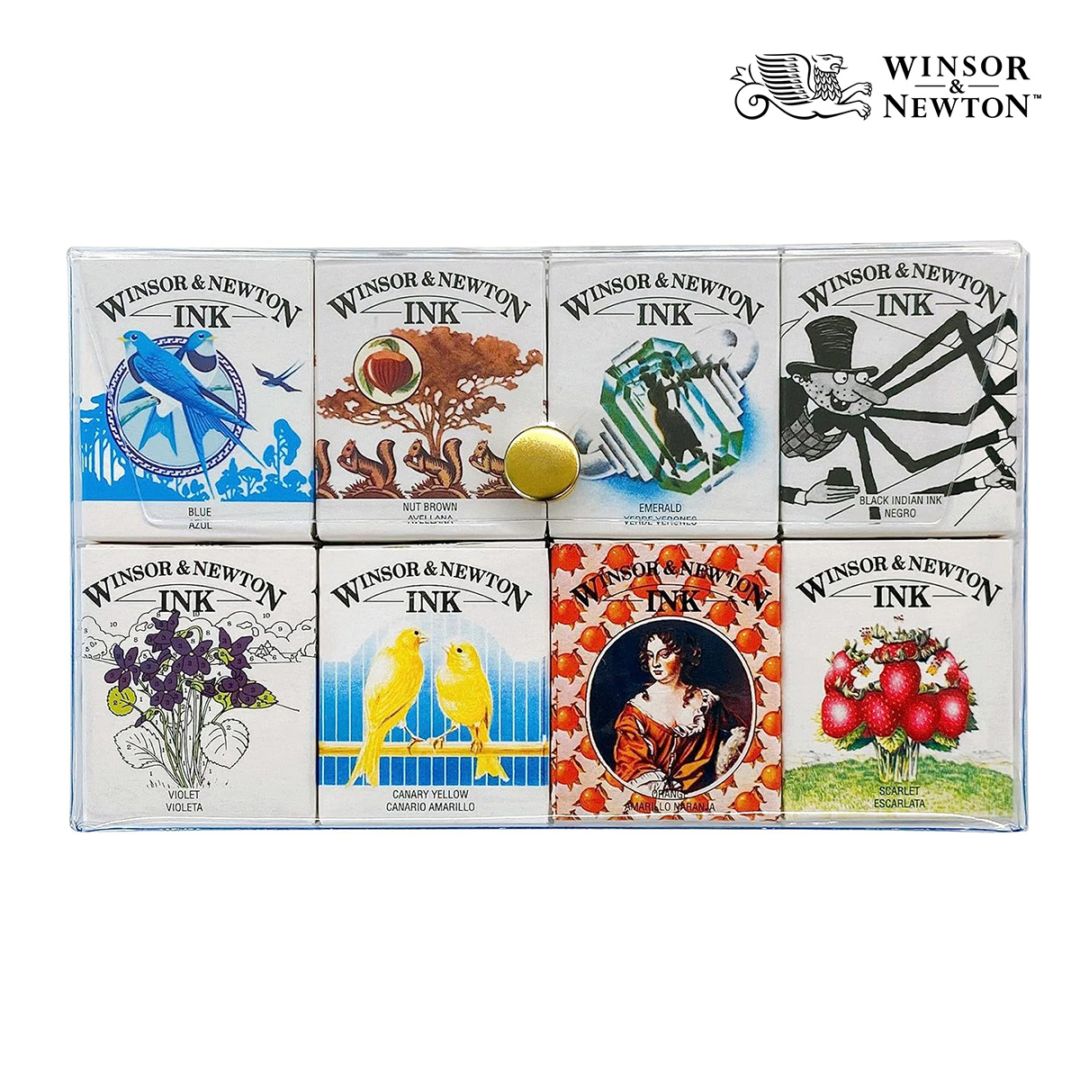 W&N(ウィンザー＆ニュートン) ドローイングインク 8色 Hセット 14ml(ボトル)