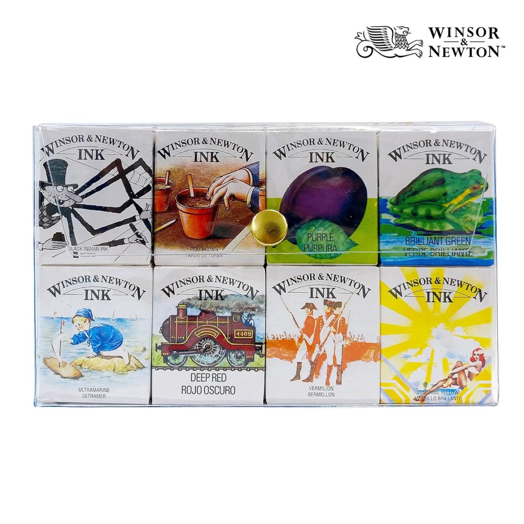 W&N(ウィンザー＆ニュートン) ドローイングインク 8色 Wセット 14ml(ボトル)