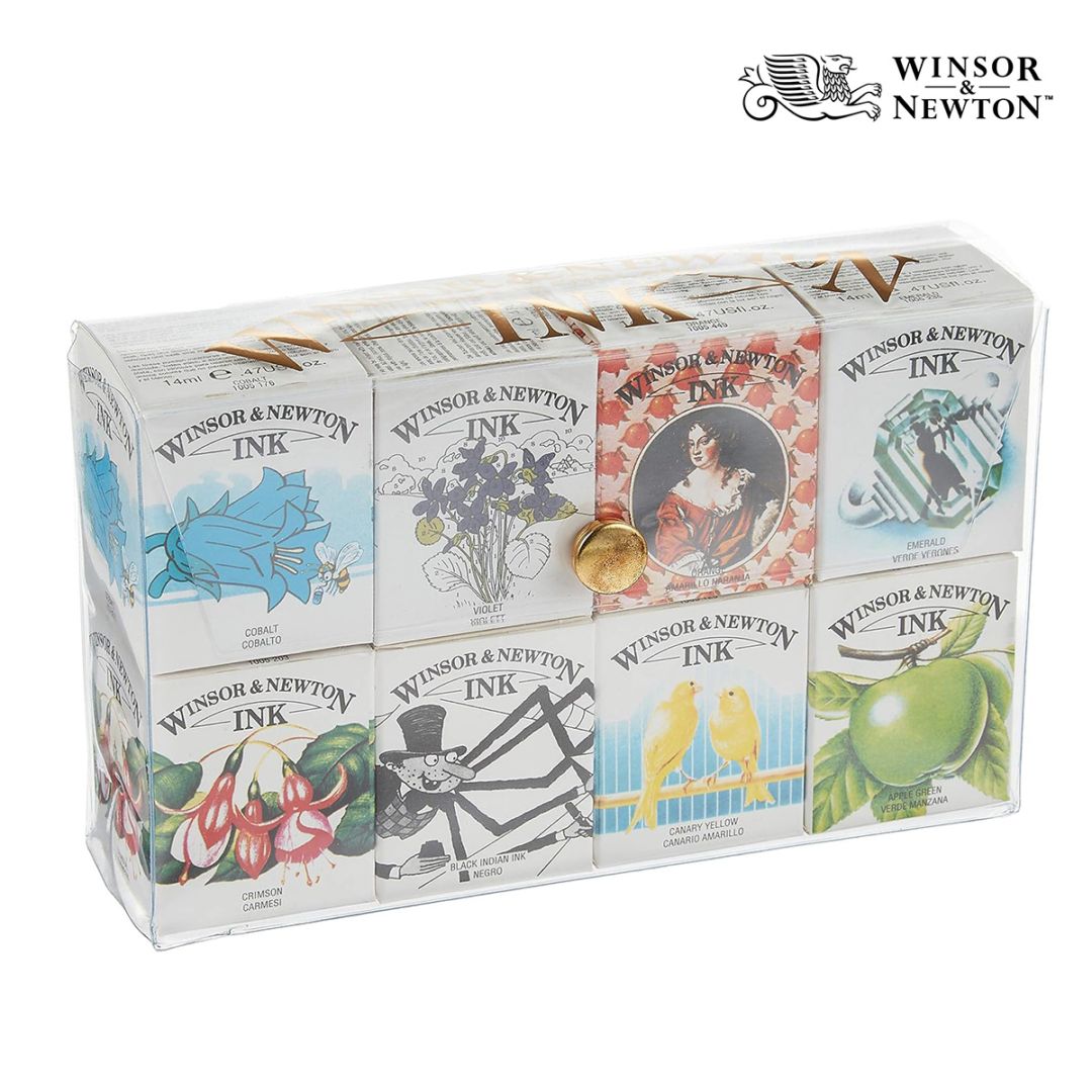 W&N(ウィンザー＆ニュートン) ドローイングインク 8色セット 14ml(ボトル)