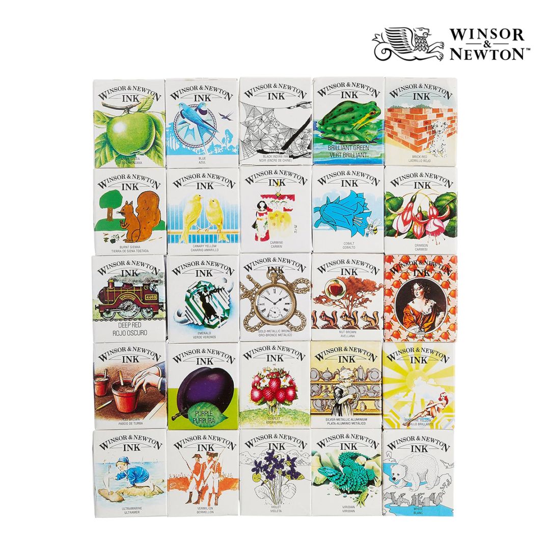 W&N(ウィンザー＆ニュートン) ドローイングインク 25色セット 14ml(ボトル)