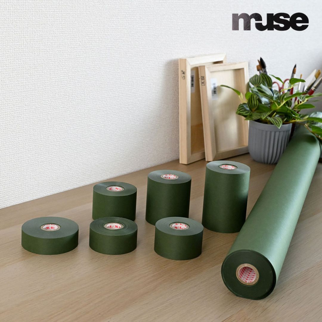 ミューズ 水貼りテープ 緑 25/30/38/50/75/100/880mm幅 全7サイズ