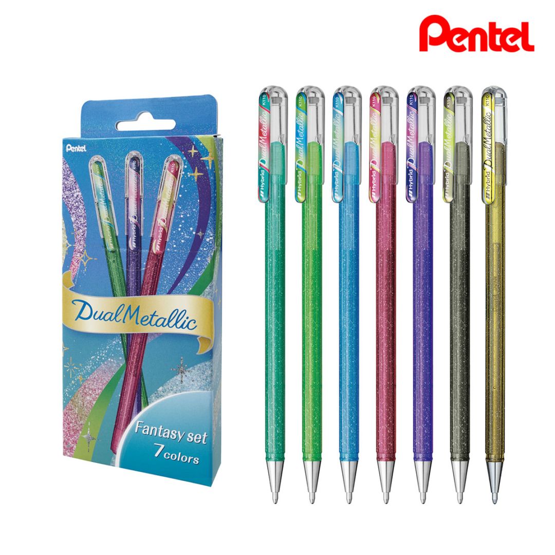 【新商品価格】ぺんてる DualMetallic デュアルメタリック ファンタジーセット（ボールペン7色）