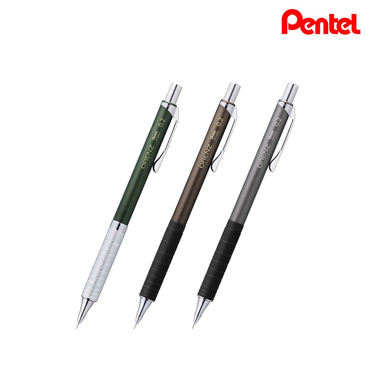 ぺんてる オレンズメタルグリップ シャープペンシル 芯径0.2 軸色全3色