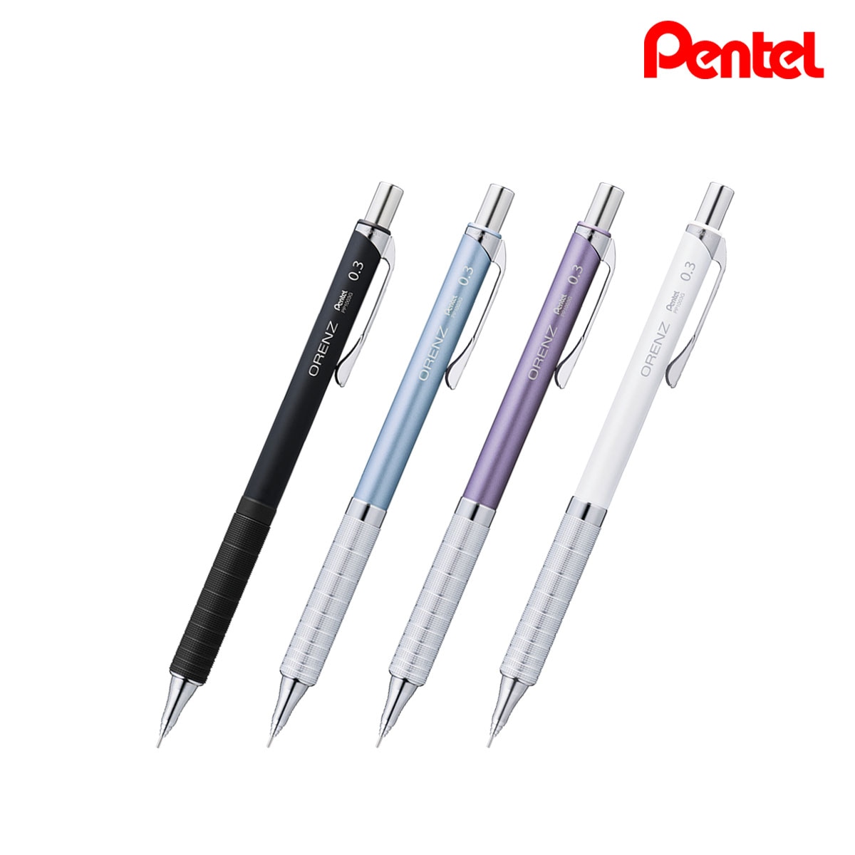 ぺんてる オレンズメタルグリップ シャープペンシル 芯径0.3 軸色全4色