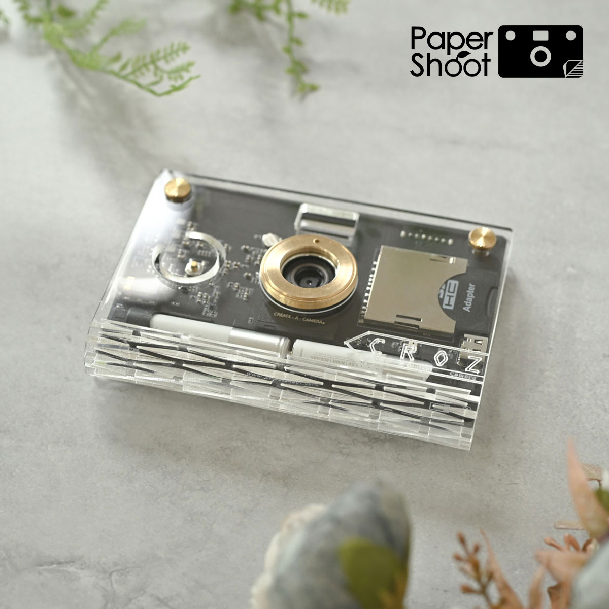 ペーパーシュート(papershoot) CROZ VANGUARD Camera Set/透明・クリア (本体 ＋ ケースセット) 2000万画素 レトロデジタルカメラセット