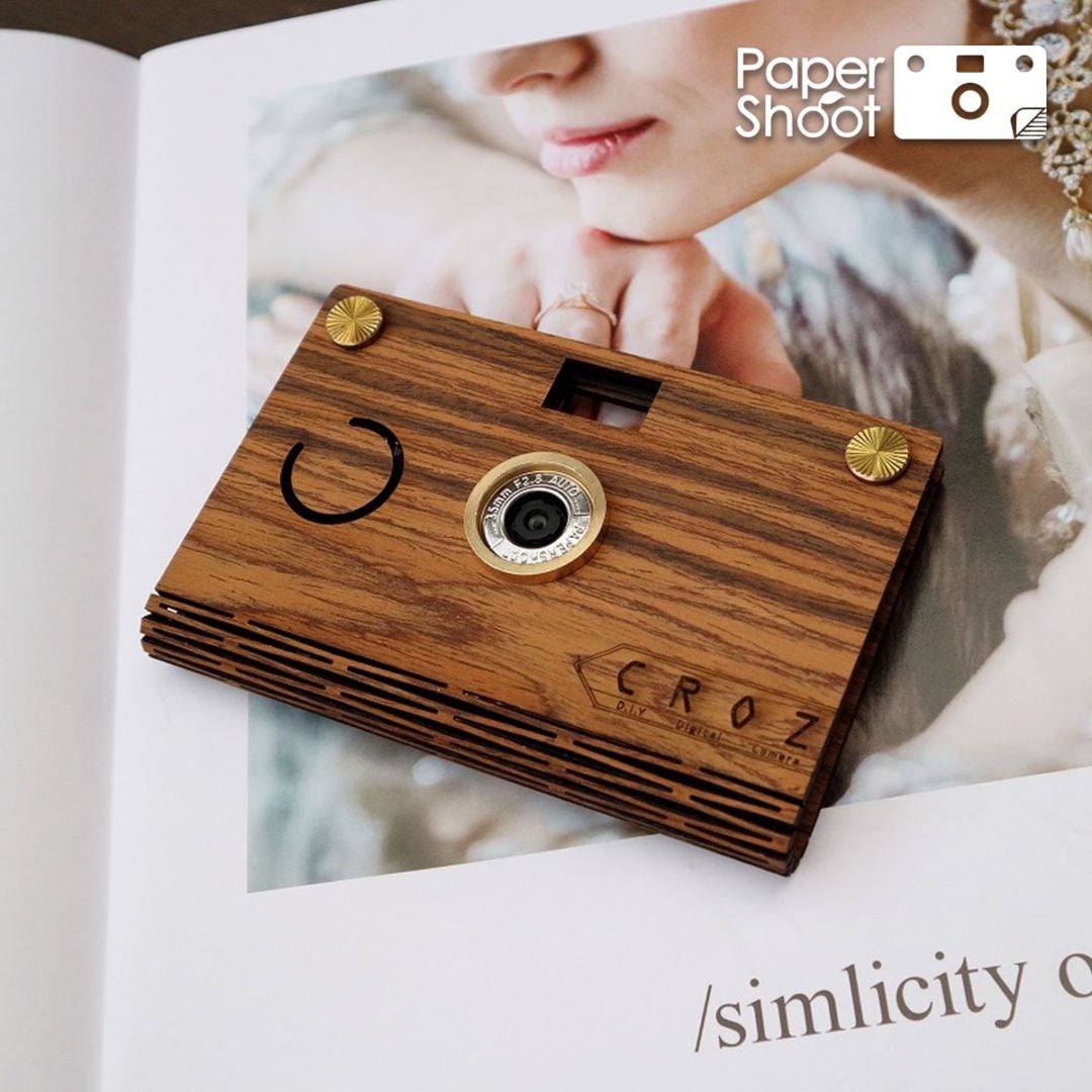 ペーパーシュート(papershoot) CROZ Simple Light Camera Set Rosewood（ローズウッド・木目・本体＋カバーセット）2,000万画素レトロデジタルカメラセット