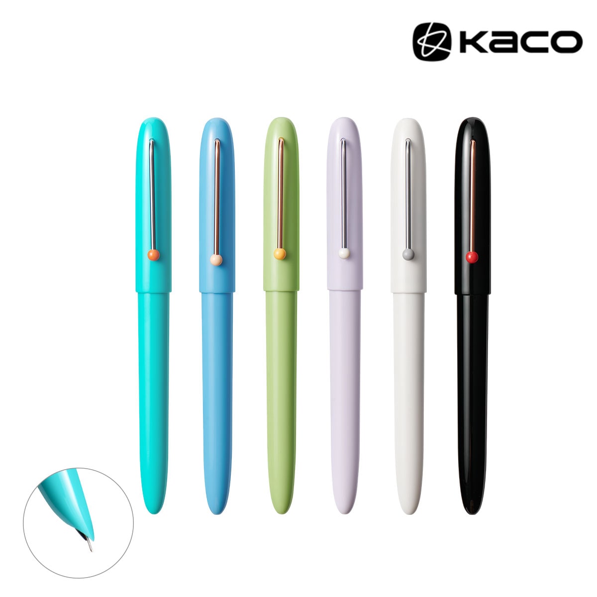 KACO RETRO 万年筆コンバーター+カードリッジ(黒)2本付き Mint Green/Blue/Green/Light Purple/White/Black 全6色