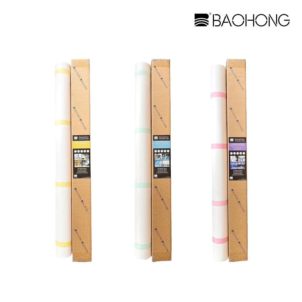 【新商品価格】バオホン BAOHONG バオホンマスターズ水彩紙 300g ロール 1350mm×10M コットン100% (荒目/中目/細目) 全3種