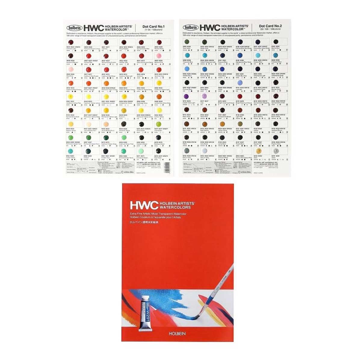 【新商品価格】ホルベイン 透明水彩絵具 ドットカード DC1 108色 全色用 A4 (212030) 