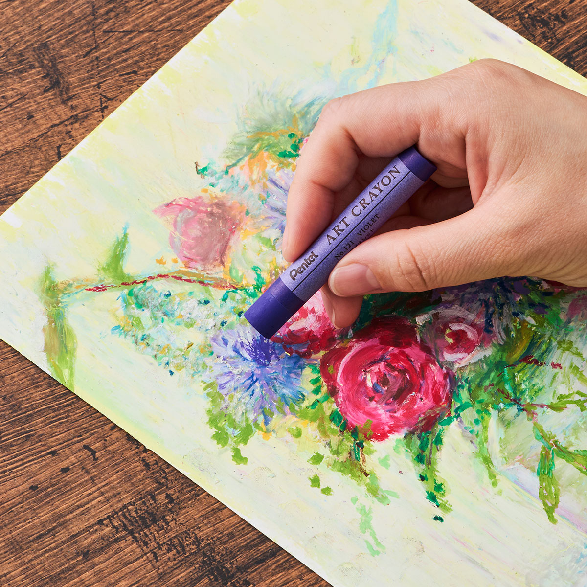 【新商品価格】ぺんてる クレヨン ART CRAYON アートクレヨン 25色セット (PTAC-26) ホワイト2本 26本入 柴崎先生監修