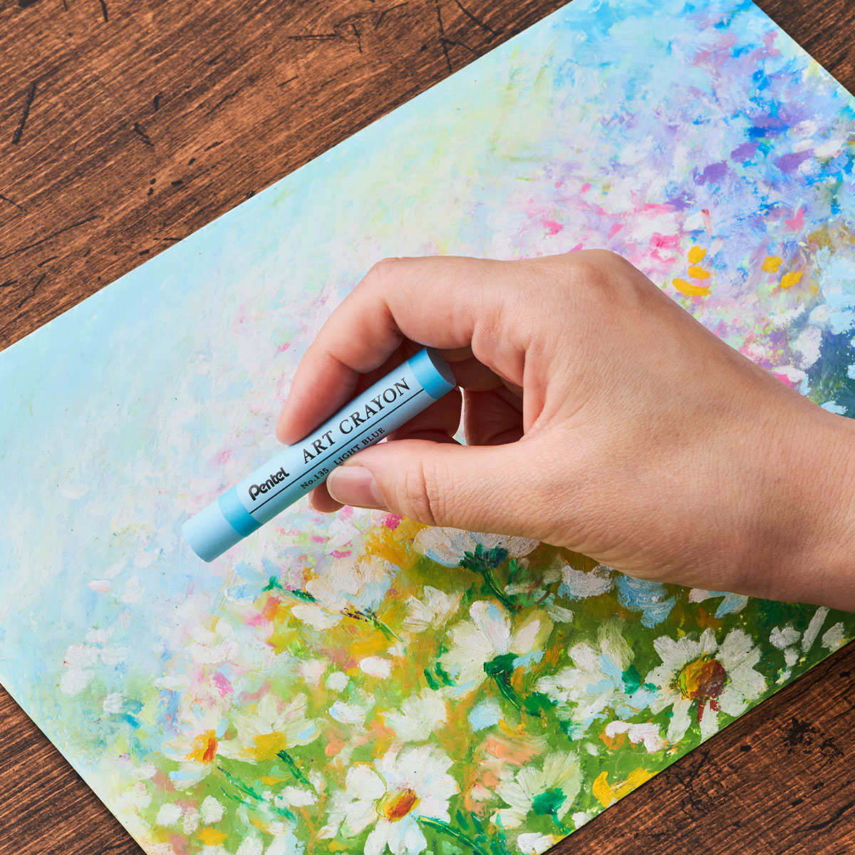 【新商品価格】ぺんてる クレヨン ART CRAYON アートクレヨン 25色セット (PTAC-26) ホワイト2本 26本入 柴崎先生監修