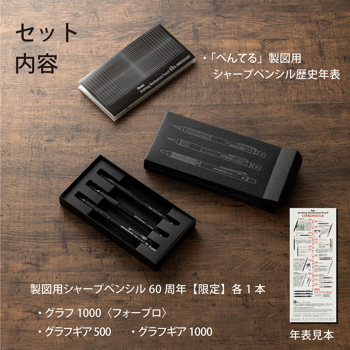 新商品価格】ぺんてる 製図用シャープペンシル 60周年 (数量限定) 3本