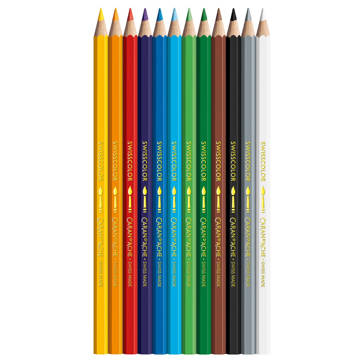 カランダッシュ(Caran d'Ache) 1285-812 スイスカラー 水溶性色鉛筆 12色セット 紙箱 (619461)