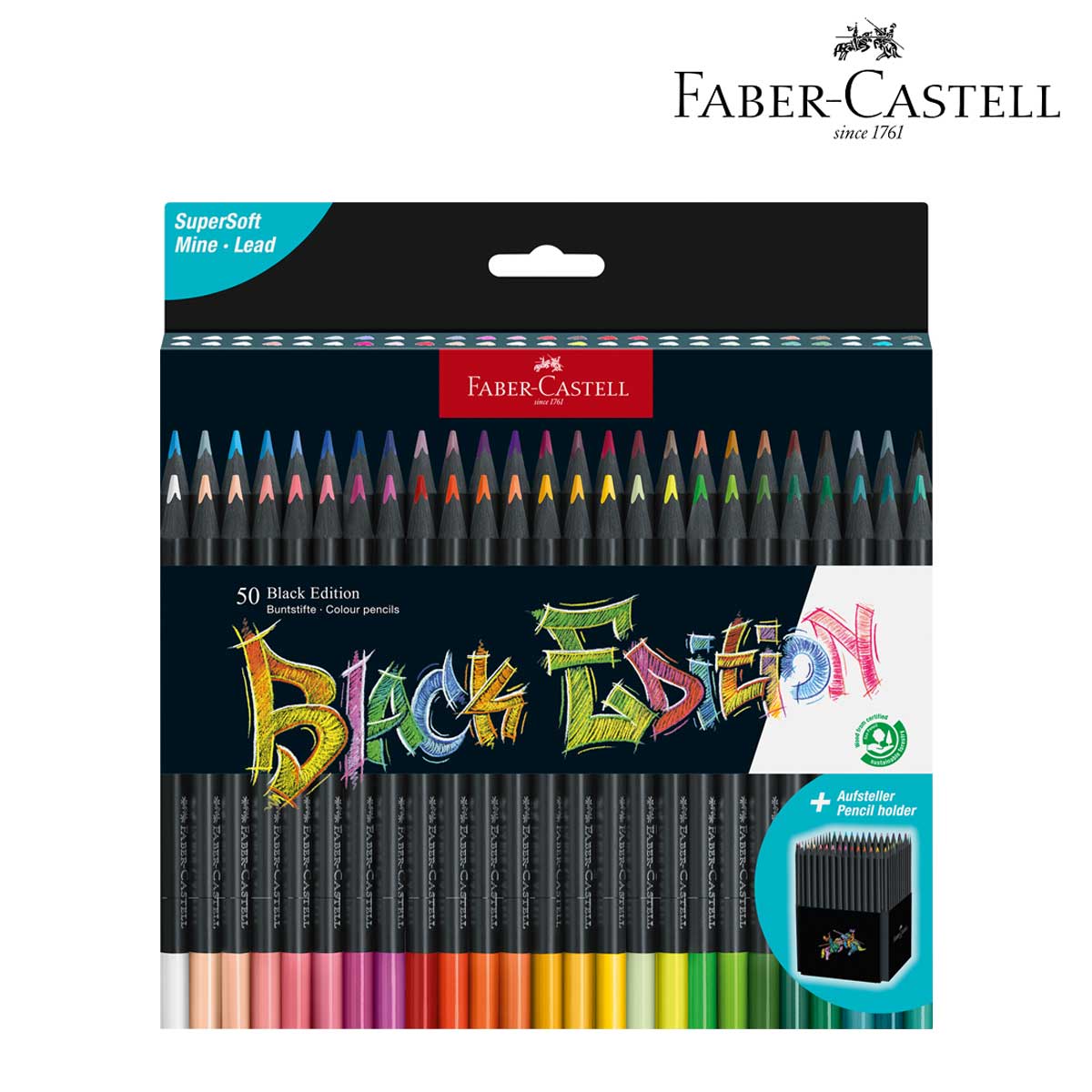 Faber-Castell 色鉛筆 ブラックエディション 36本入り缶 | APPS
