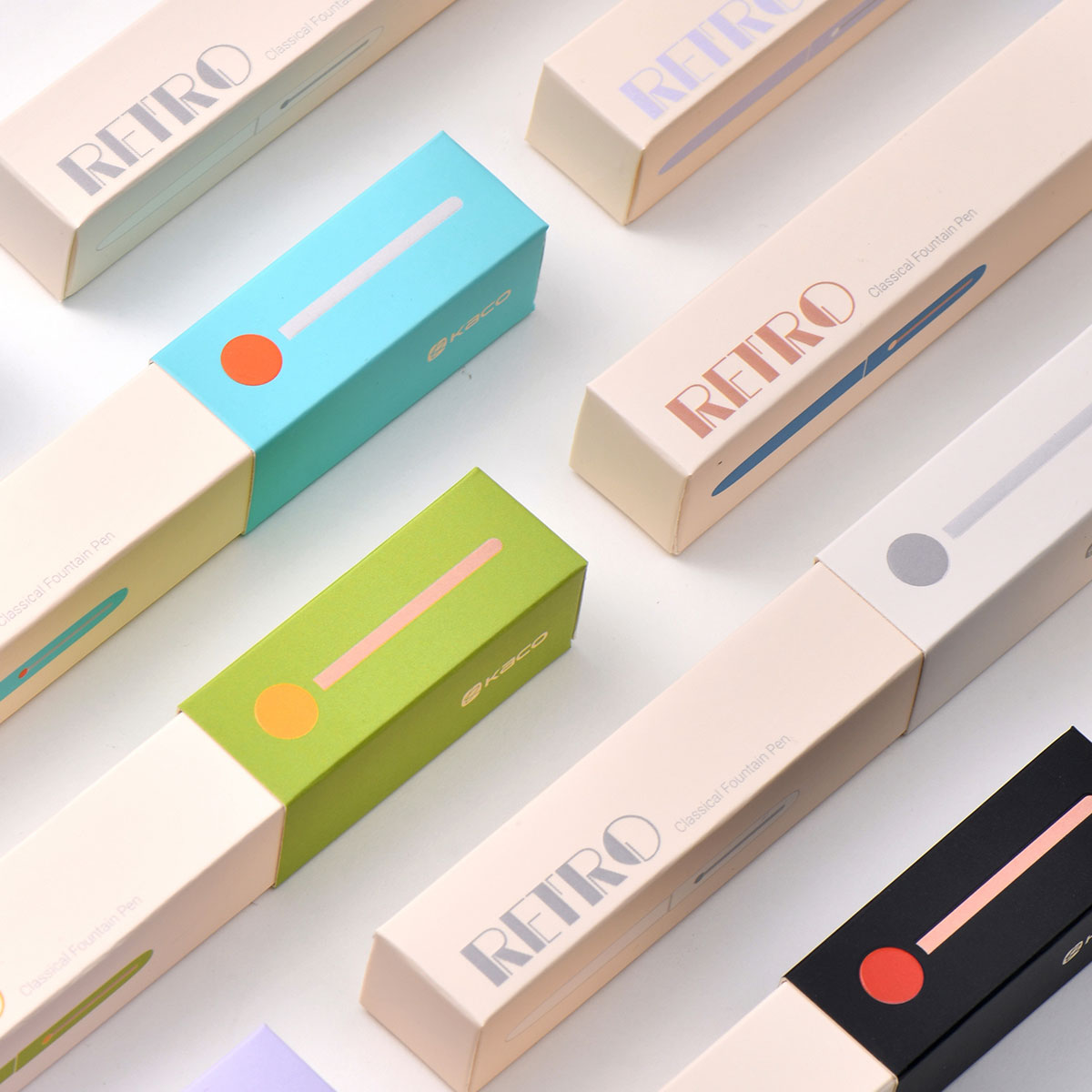 KACO RETRO 万年筆コンバーター+カードリッジ(黒)2本付き Mint Green/Blue/Green/Light Purple/White/Black 全6色