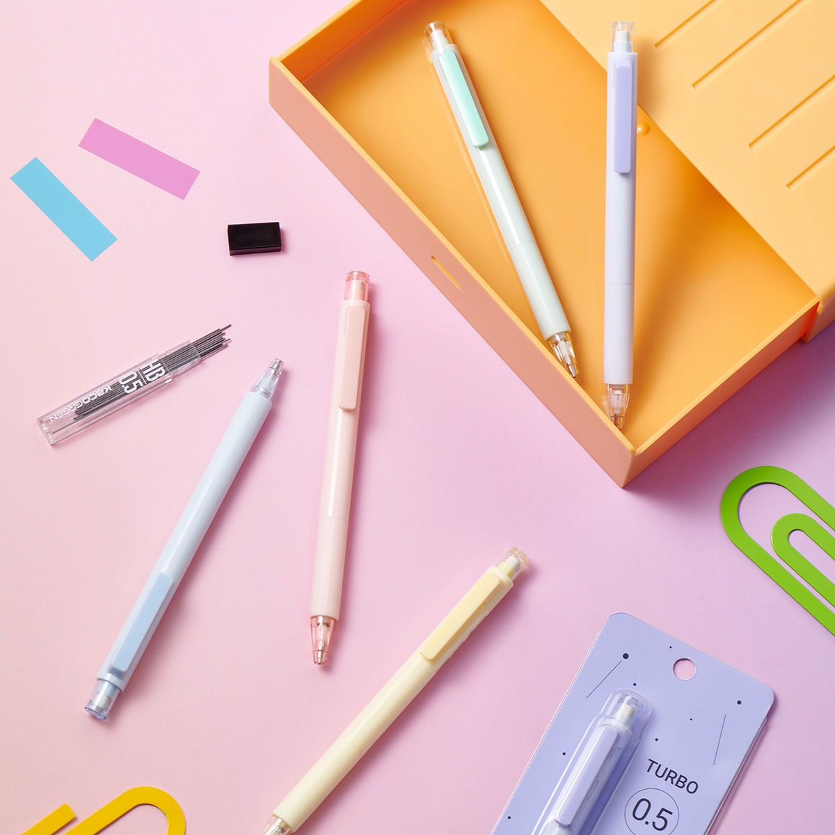 KACO TURBO シャープペンセット 0.5mm替芯付き Pink/Yellow/Green/Blue