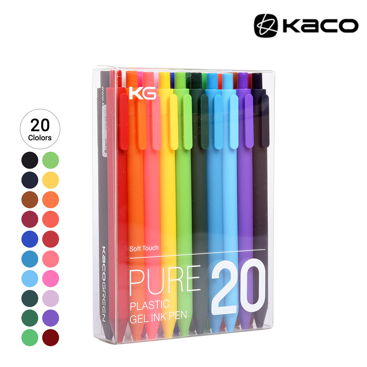 KACO PURE Softtouch Pure 0.5mm ゲルインク ボールペン 20本セット 中国グッドデザイン賞金賞