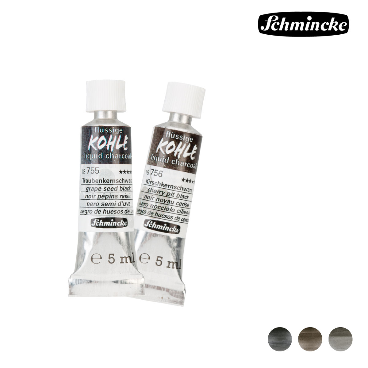 シュミンケ リキッドチャコール水彩絵具2号(5ml)チューブ (全3色)