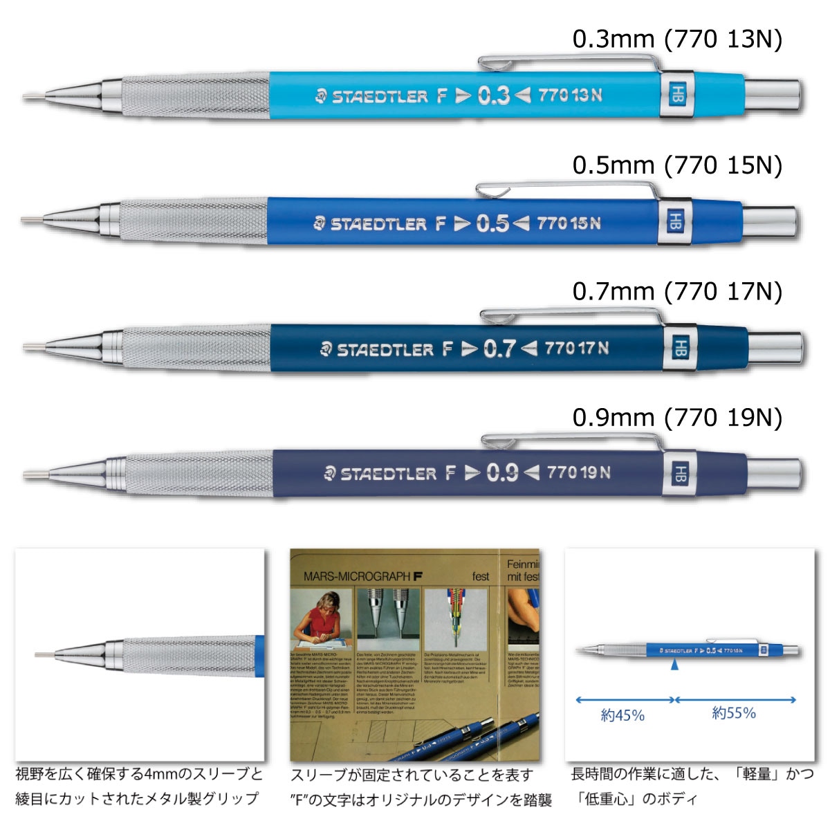 ステッドラー 製図用シャープペンシル 770 0.3/0.5/0.7/0.9 (全4種