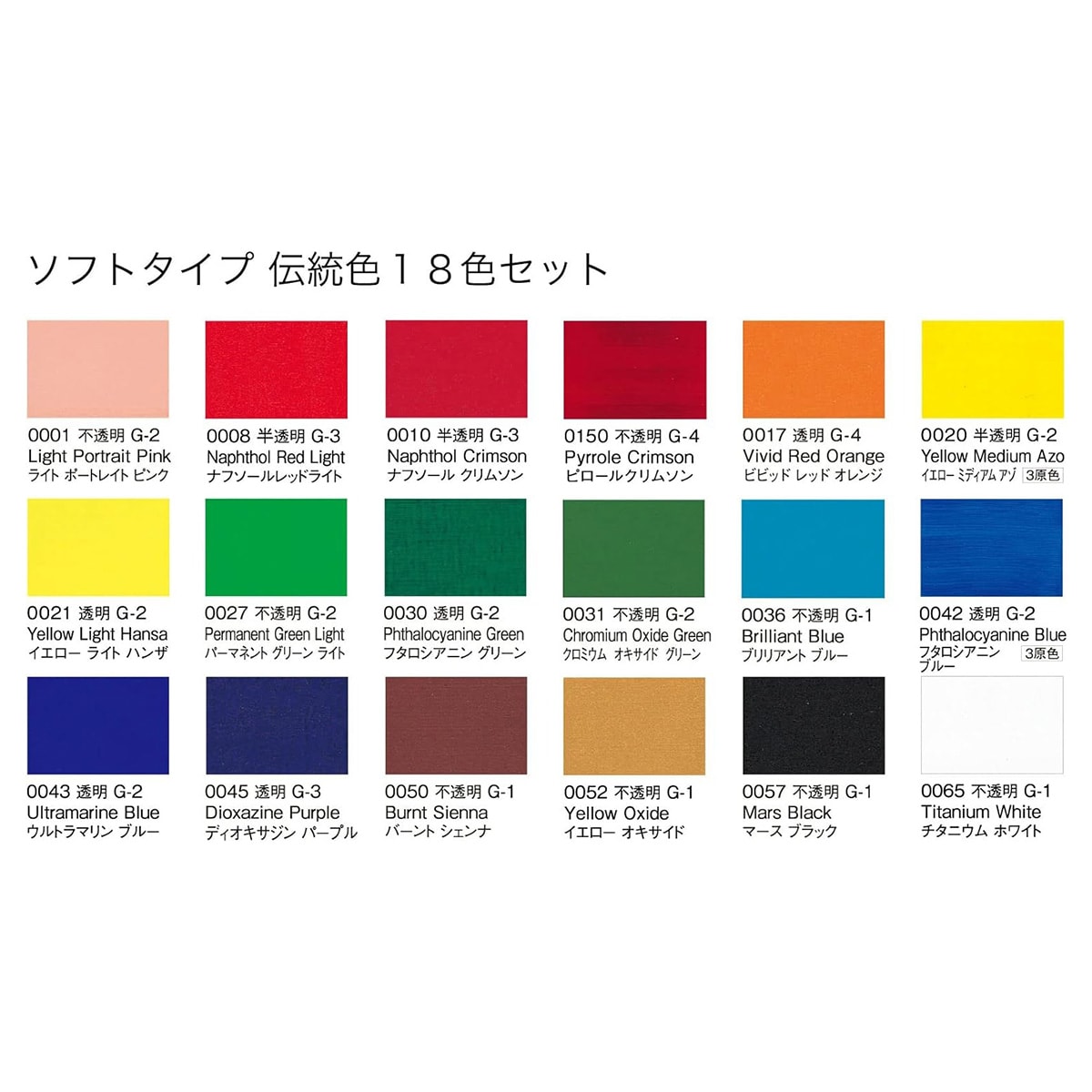 リキテックス ソフトタイプ 6号 20ml 伝統色18色セット | リキテックス