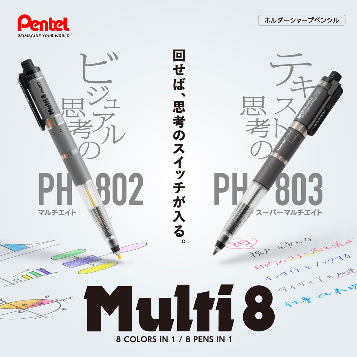 シャーペンセット ぺんてる ホルダー式シャープペンシル(マルチペン) スーパーマルチ