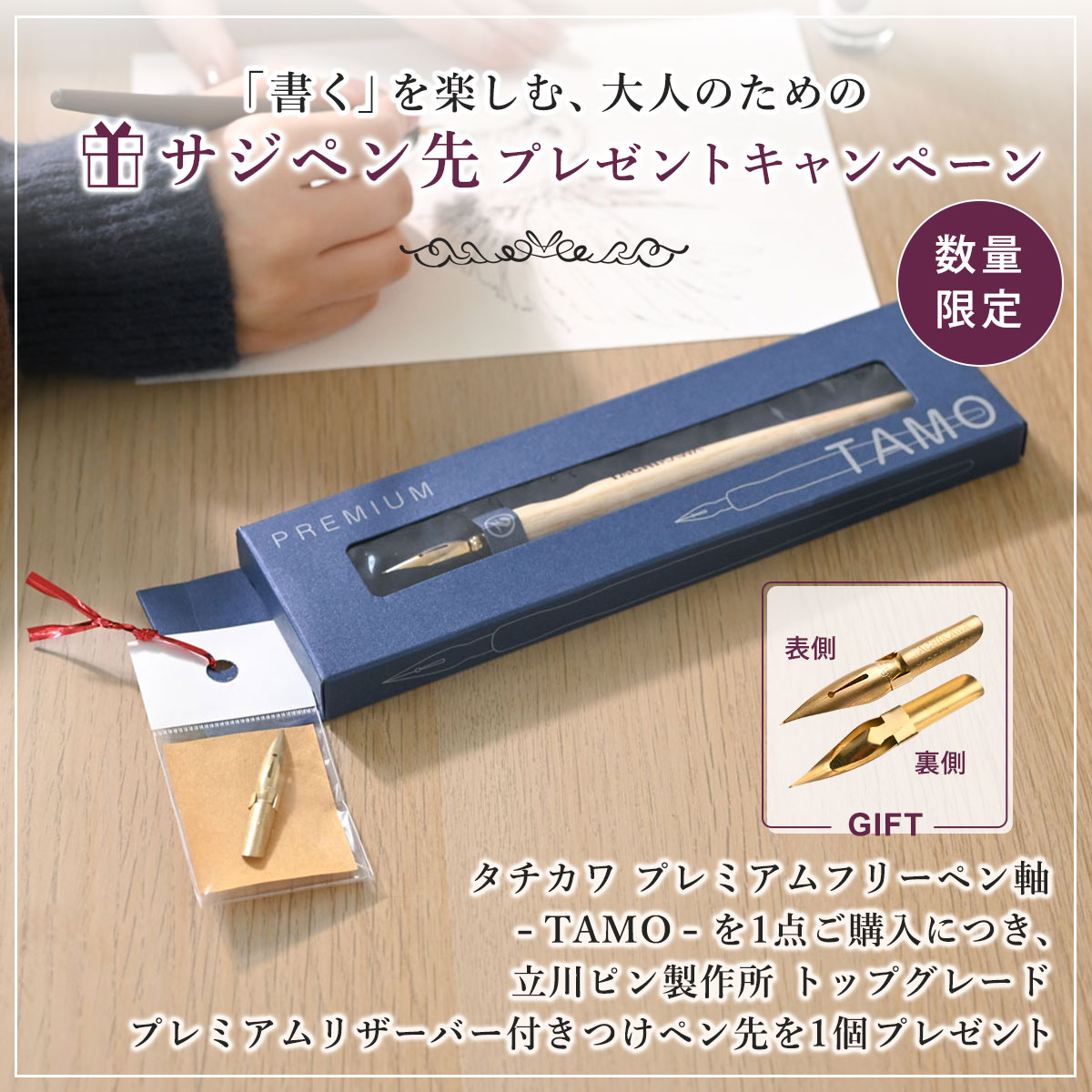 タチカワ プレミアムフリーペン軸 TAMO ナチュラル/ショコラ 全2種 (数量限定サジペン先プレゼントキャンペーン)