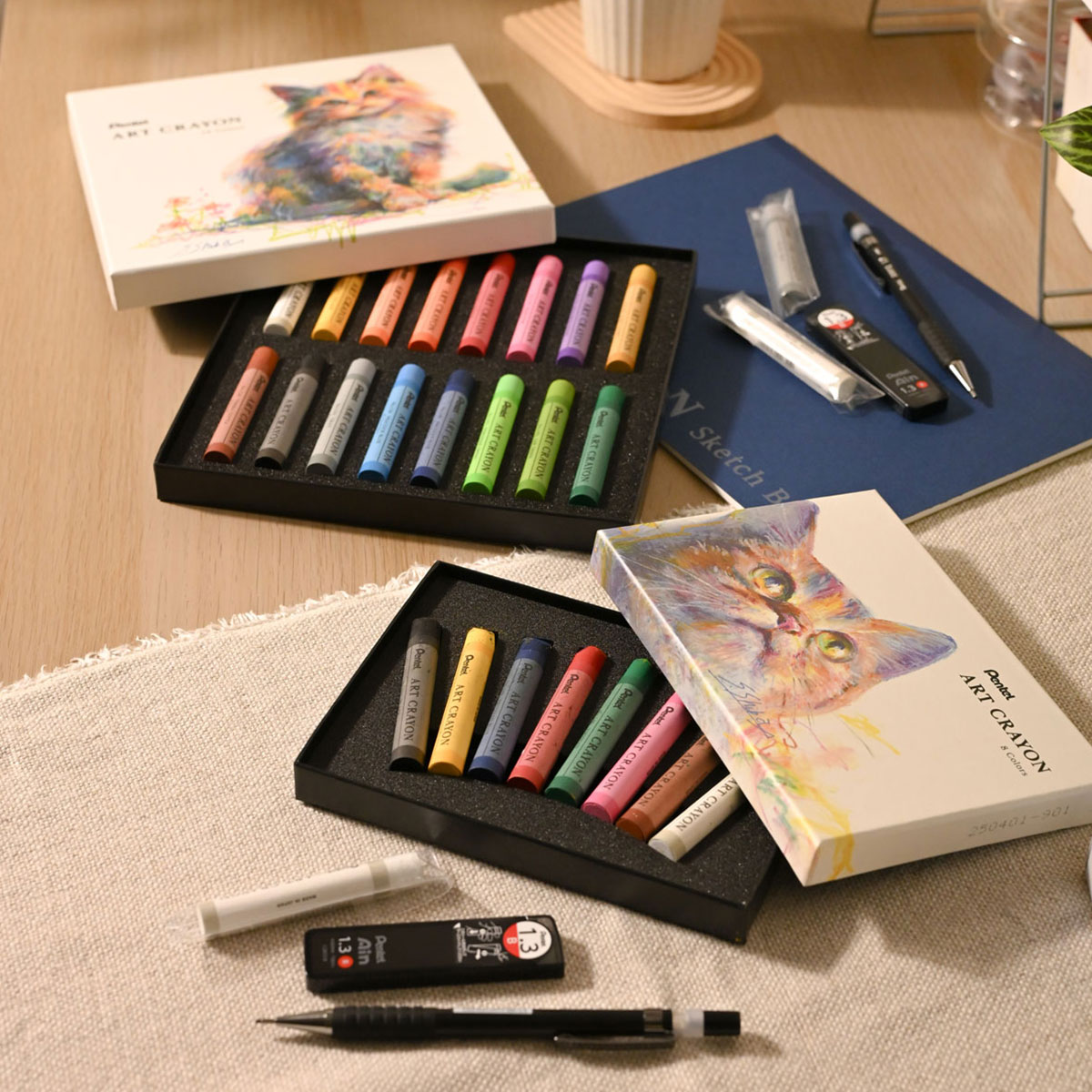 新商品プライス】(数量限定スケッチブック付)ぺんてる クレヨン ART