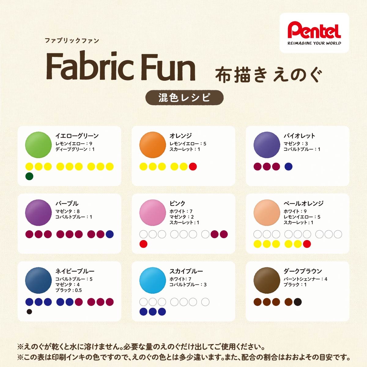 ぺんてる 布描きえのぐ ファブリックファン スタンダード色 8色セット (FFPC1-8J)