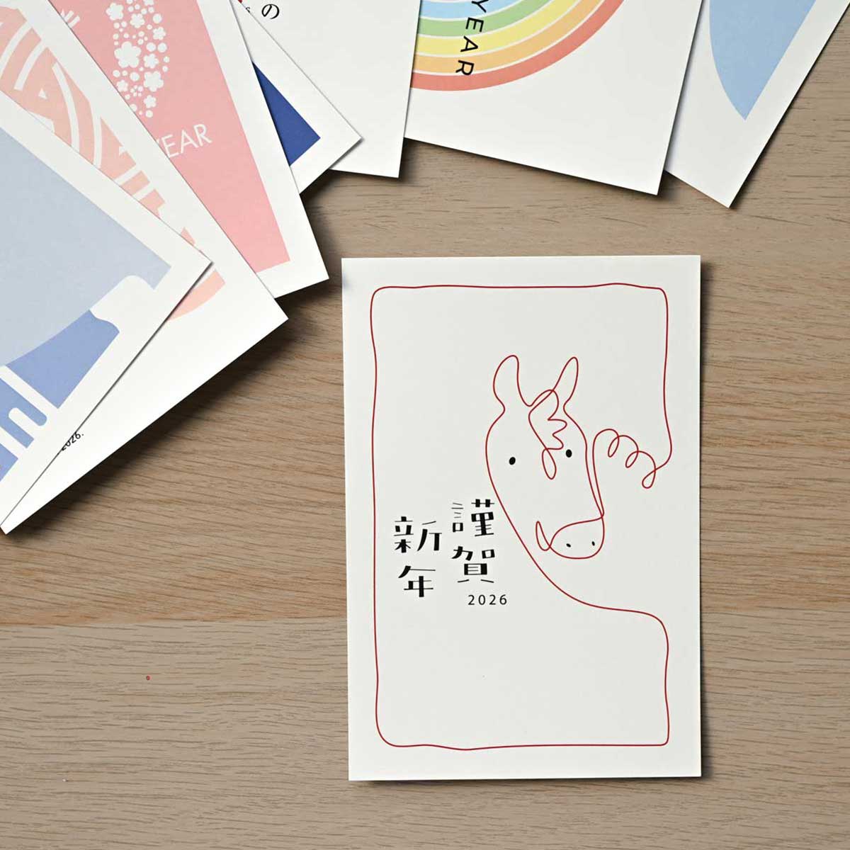 2026年 (令和8年) 午年 デザイン パック年賀状 5枚入り (A-01～08)　1/4Page