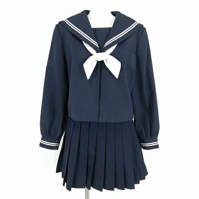 女子 中学生 制服 紺色上下 見下し