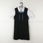 ジャンパースカート 紐タイ バスト78 ウエスト68 冬物 女子 学生服 中学 高校 黒 制服 中古 ランクB NA7401