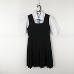 ジャンパースカート 紐タイ 150A バスト82 ウエスト68 カンコー 冬物 女子 学生服 中学 高校 黒 制服 中古 ランクC NA7474