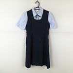 ジャンパースカート 紐タイ バスト84 ウエスト68 冬物 女子 学生服 中学 高校 紺 制服 中古 ランクB NA7752