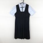 ジャンパースカート 紐タイ バスト86 ウエスト78 冬物 女子 学生服 中学 高校 紺 制服 中古 ランクC NA8364