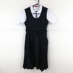 ジャンパースカート 紐タイ バスト86 ウエスト74 冬物 女子 学生服 中学 高校 紺 制服 中古 ランクC NA8472